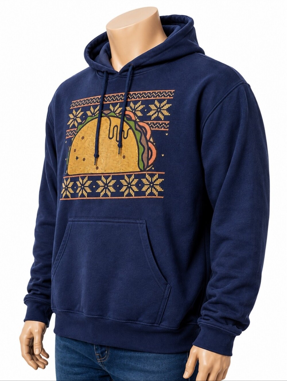 Taco Lover Hoodie Men 2XL Blue Cottagecore Foodie Normcore Y2k Grunge [4A]